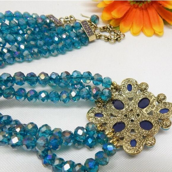 🩵 Heidi DAUS Stunning & Elegant Swarovski Crystals Blue Beaded Necklace 🩵 - Picture 8 of 8